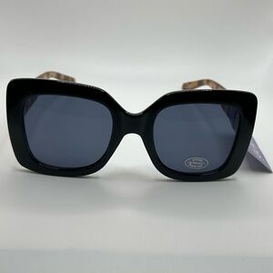 Glance Eyewear Black Square Large Oversized Frame Sunglasses Arms NWT